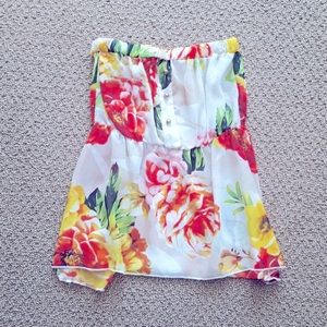 Strapless floral top